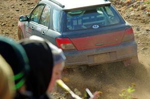 Greg Healey / Cindy Krolikowski Subaru Impeza Outback Sport comes through the spectator point on SS9, Arvon-Silver I.