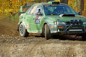 Geoff Weide / Derric Throne Subaru Impreza comes through the spectator point on SS9, Arvon-Silver I.