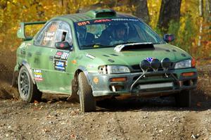 Geoff Weide / Derric Throne Subaru Impreza comes through the spectator point on SS9, Arvon-Silver I.