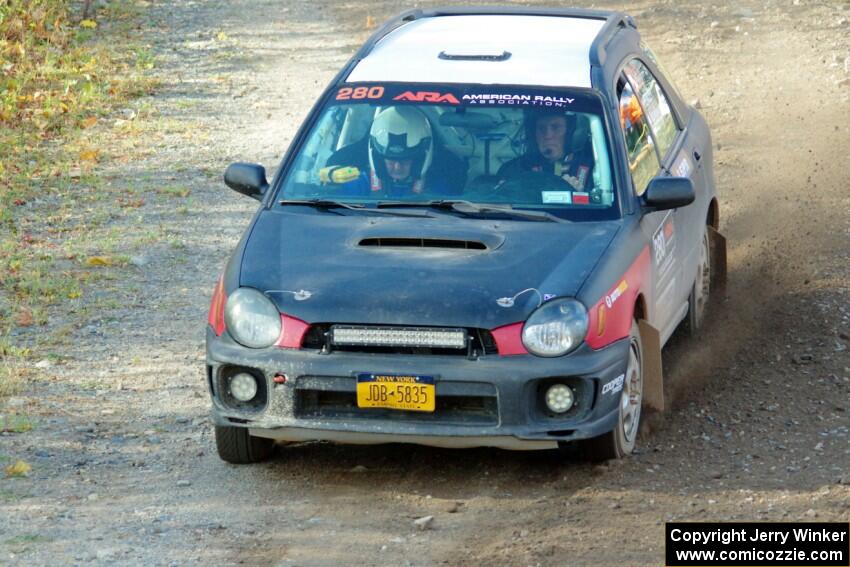 Greg Healey / Cindy Krolikowski Subaru Impeza Outback Sport comes through the spectator point on SS9, Arvon-Silver I.