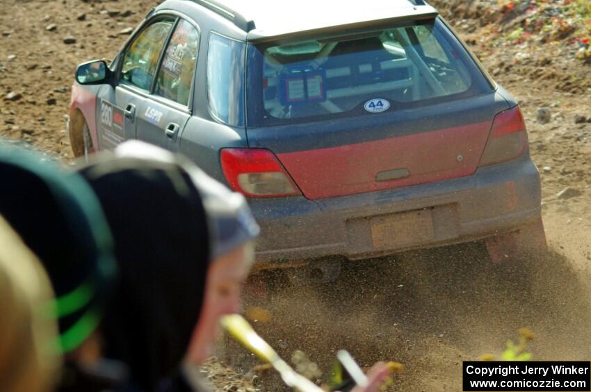 Greg Healey / Cindy Krolikowski Subaru Impeza Outback Sport comes through the spectator point on SS9, Arvon-Silver I.