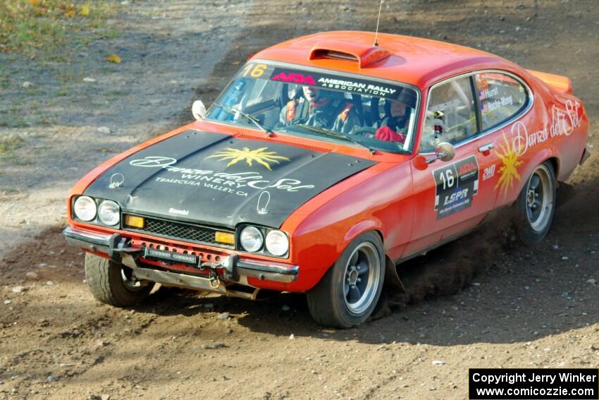 Mike Hurst / Michel Hoche-Mong Ford Capri comes through the spectator point on SS9, Arvon-Silver I.