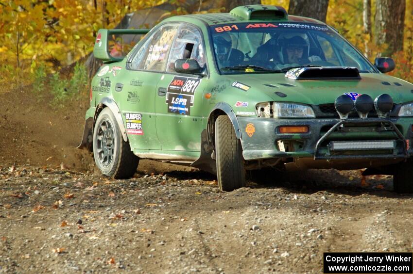 Geoff Weide / Derric Throne Subaru Impreza comes through the spectator point on SS9, Arvon-Silver I.