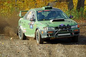 Geoff Weide / Derric Throne Subaru Impreza comes through the spectator point on SS9, Arvon-Silver I.