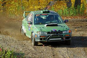 Geoff Weide / Derric Throne Subaru Impreza comes through the spectator point on SS9, Arvon-Silver I.