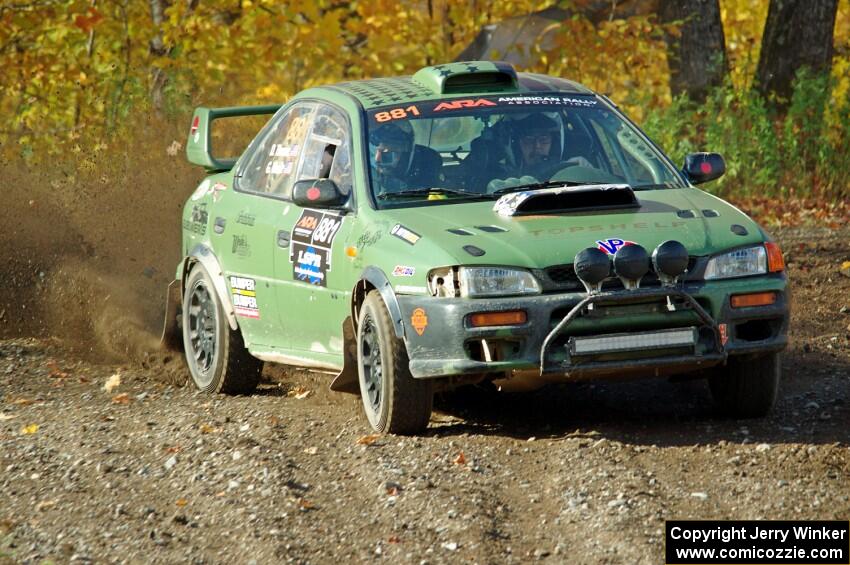 Geoff Weide / Derric Throne Subaru Impreza comes through the spectator point on SS9, Arvon-Silver I.