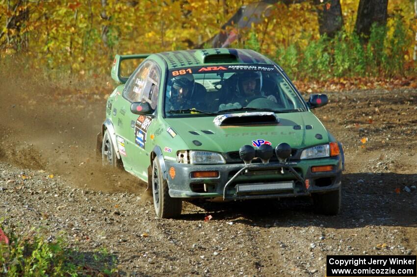 Geoff Weide / Derric Throne Subaru Impreza comes through the spectator point on SS9, Arvon-Silver I.