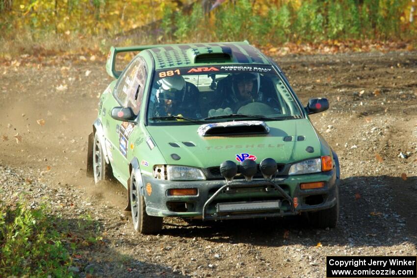 Geoff Weide / Derric Throne Subaru Impreza comes through the spectator point on SS9, Arvon-Silver I.