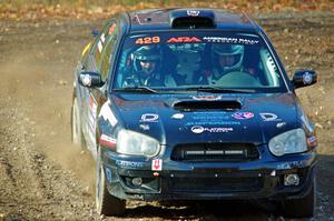 Scott Crouch / Mike Brown Subaru WRX comes through the spectator location on SS9, Arvon-Silver I.