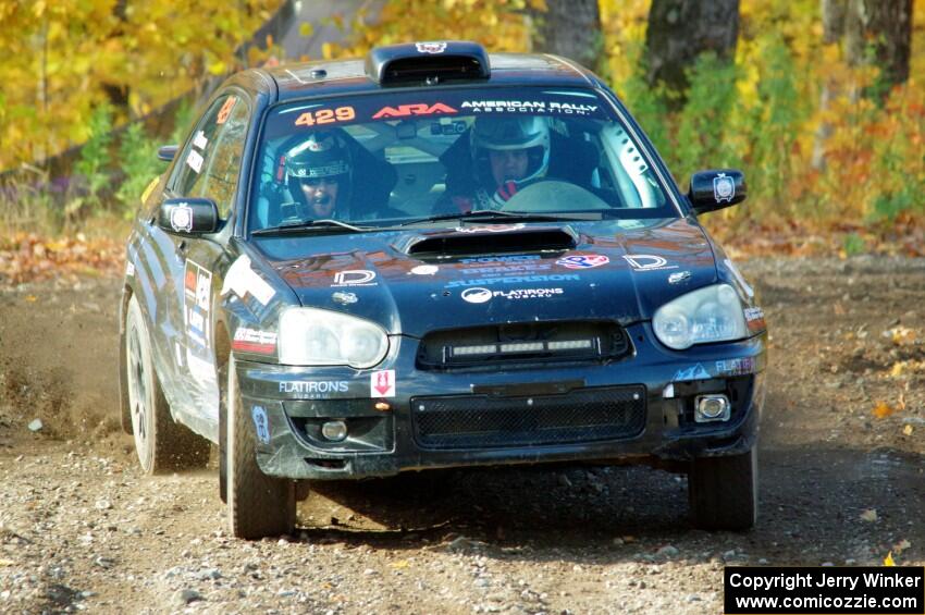 Scott Crouch / Mike Brown Subaru WRX comes through the spectator location on SS9, Arvon-Silver I.