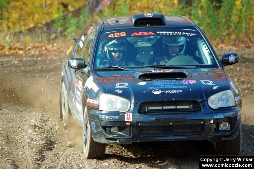 Scott Crouch / Mike Brown Subaru WRX comes through the spectator location on SS9, Arvon-Silver I.