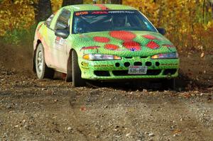 Eric Carlson / Camille Carlson Mitsubishi Eclipse comes through the spectator location on SS9, Arvon-Silver I.