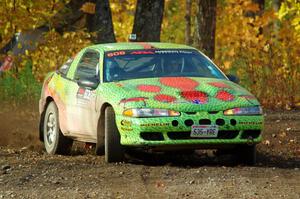 Eric Carlson / Camille Carlson Mitsubishi Eclipse comes through the spectator location on SS9, Arvon-Silver I.