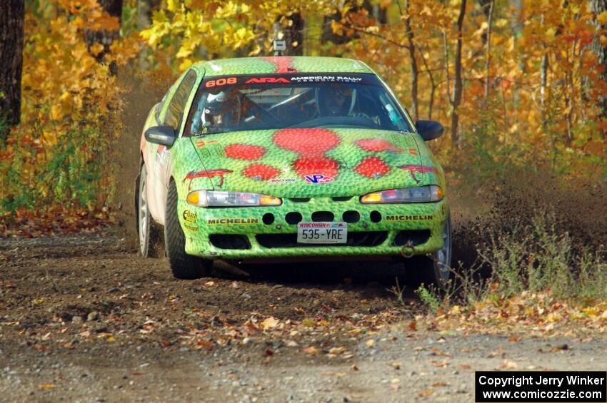 Eric Carlson / Camille Carlson Mitsubishi Eclipse comes through the spectator location on SS9, Arvon-Silver I.