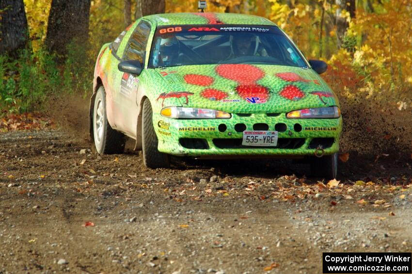 Eric Carlson / Camille Carlson Mitsubishi Eclipse comes through the spectator location on SS9, Arvon-Silver I.