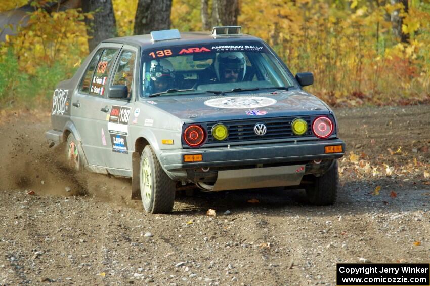 Cory Grant / Kevin Forde VW Jetta comes through the spectator point on SS9, Arvon-Silver I.