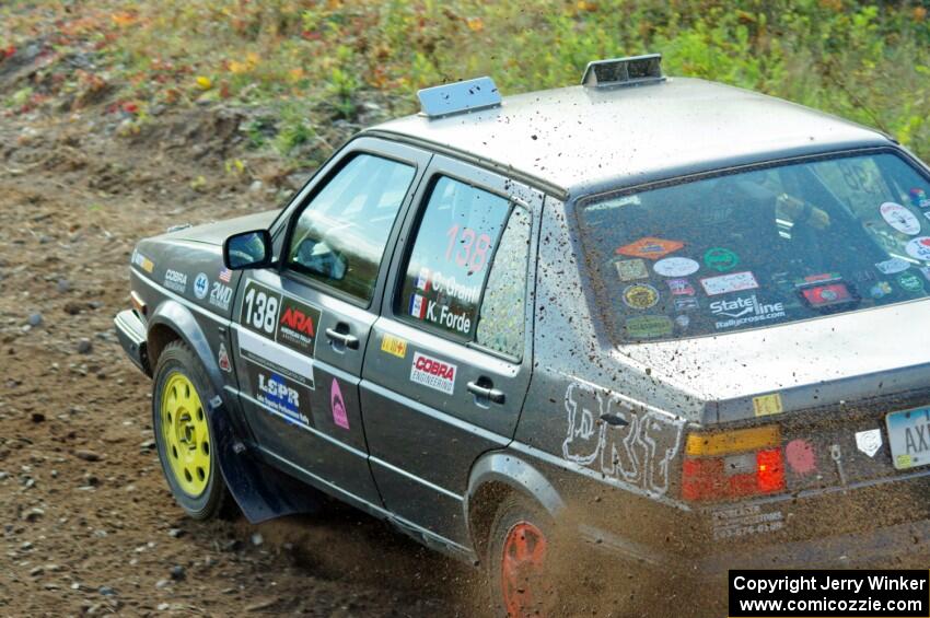 Cory Grant / Kevin Forde VW Jetta comes through the spectator point on SS9, Arvon-Silver I.