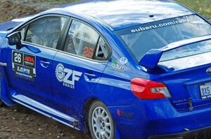 Rob Sanders / Karen Jankowski Subaru WRX STi comes through the spectator point on SS9, Arvon-Silver I.