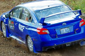 Rob Sanders / Karen Jankowski Subaru WRX STi comes through the spectator point on SS9, Arvon-Silver I.