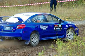 Rob Sanders / Karen Jankowski Subaru WRX STi comes through the spectator point on SS9, Arvon-Silver I.