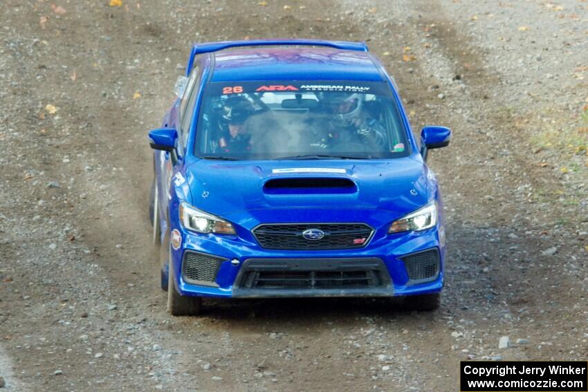 Rob Sanders / Karen Jankowski Subaru WRX STi comes through the spectator point on SS9, Arvon-Silver I.