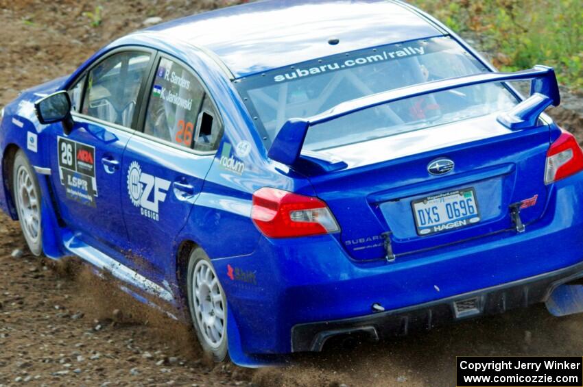 Rob Sanders / Karen Jankowski Subaru WRX STi comes through the spectator point on SS9, Arvon-Silver I.