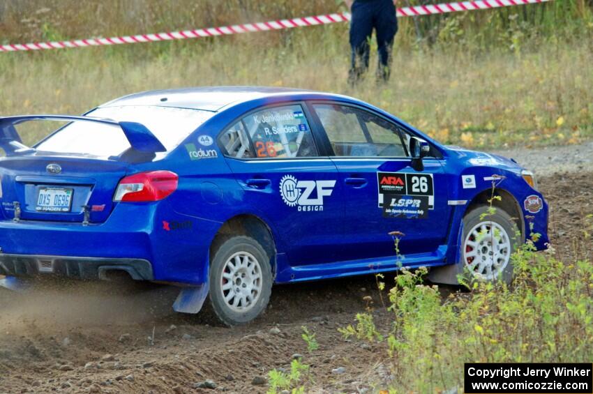 Rob Sanders / Karen Jankowski Subaru WRX STi comes through the spectator point on SS9, Arvon-Silver I.