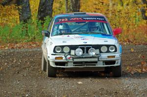 Calvin Cooper / Kelsey Stephens BMW 318is comes through the spectator point on SS9, Arvon-Silver I.