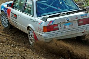 Calvin Cooper / Kelsey Stephens BMW 318is comes through the spectator point on SS9, Arvon-Silver I.