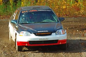 Jake Burke / Eric Schlee Honda Civic comes through the spectator point on SS9, Arvon-Silver I.