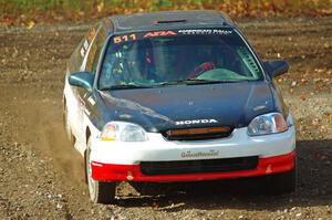 Jake Burke / Eric Schlee Honda Civic comes through the spectator point on SS9, Arvon-Silver I.