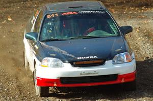 Jake Burke / Eric Schlee Honda Civic comes through the spectator point on SS9, Arvon-Silver I.