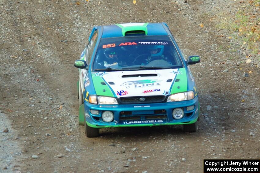 Amanda Skelly / Jason Grizaniuk Subaru Impreza comes through the spectator point on SS9, Arvon-Silver I.