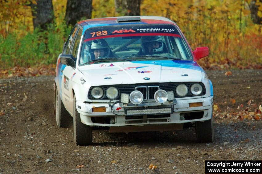 Calvin Cooper / Kelsey Stephens BMW 318is comes through the spectator point on SS9, Arvon-Silver I.