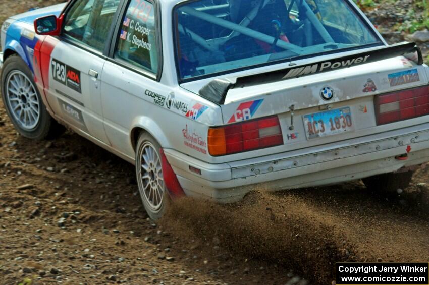 Calvin Cooper / Kelsey Stephens BMW 318is comes through the spectator point on SS9, Arvon-Silver I.