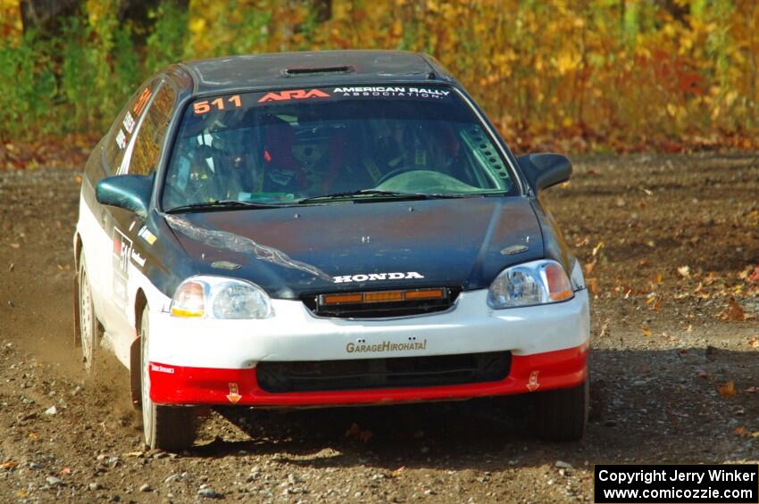 Jake Burke / Eric Schlee Honda Civic comes through the spectator point on SS9, Arvon-Silver I.