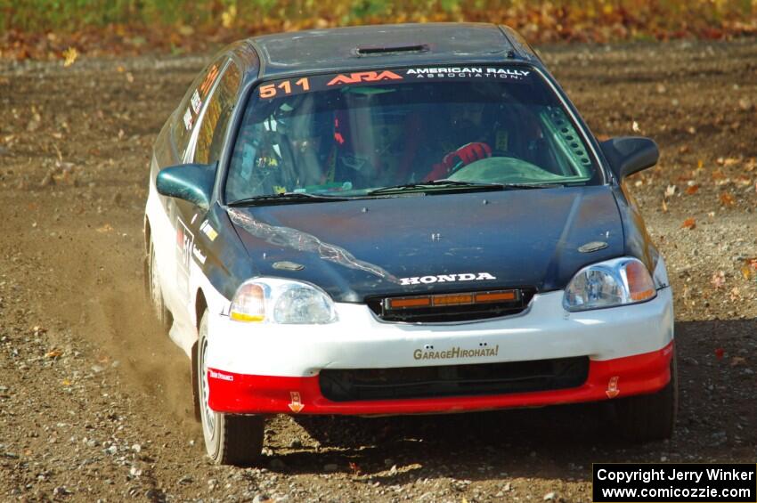 Jake Burke / Eric Schlee Honda Civic comes through the spectator point on SS9, Arvon-Silver I.