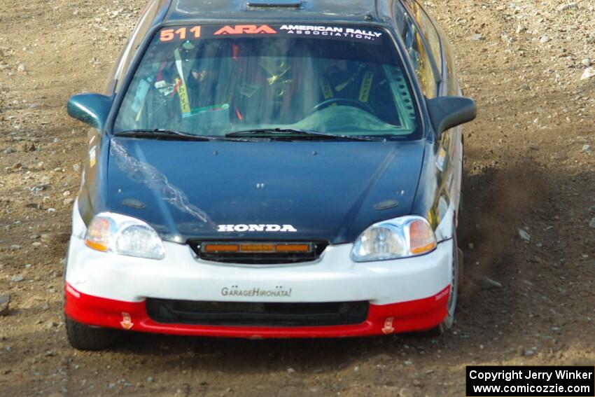 Jake Burke / Eric Schlee Honda Civic comes through the spectator point on SS9, Arvon-Silver I.