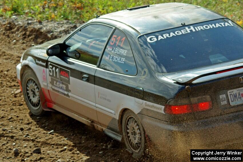 Jake Burke / Eric Schlee Honda Civic comes through the spectator point on SS9, Arvon-Silver I.