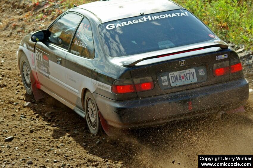 Jake Burke / Eric Schlee Honda Civic comes through the spectator point on SS9, Arvon-Silver I.