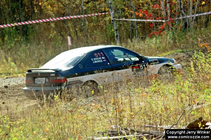 Jake Burke / Eric Schlee Honda Civic comes through the spectator point on SS9, Arvon-Silver I.