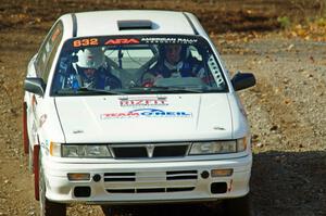 Pete Rizzo / Rebecca Ruston Mitsubishi Galant VR-4 comes through the spectator point on SS9, Arvon-Silver I.