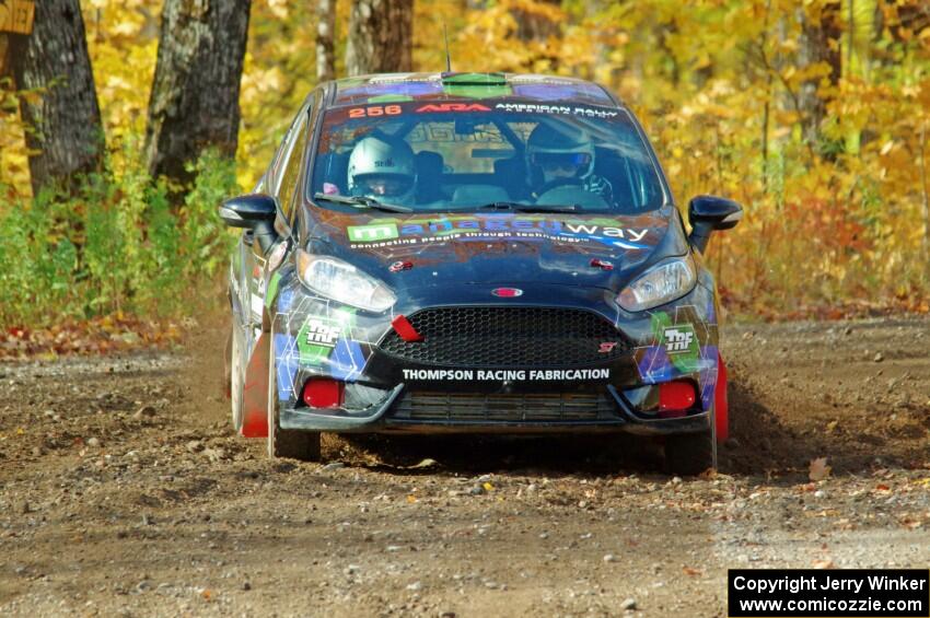 Ryan Sanders / Jimmy Brandt Ford Fiesta comes through the spectator point on SS9, Arvon-Silver I.