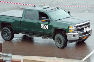 A Chevy Silverado 3500 does a pre-check of SS15, Lakeshore Drive.