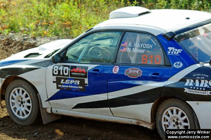 Brad Hayosh / Neil Moser Subaru WRX STi comes through the spectator location on SS9, Arvon-Silver I.