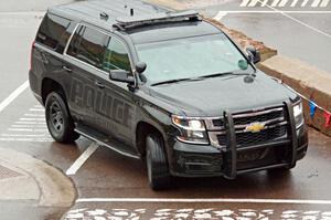 A Chevy Tahoe PPV does a pre-check of SS15, Lakeshore Drive.