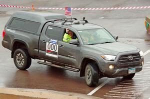 Car 000, a Toyota Tacoma truck, on SS15 (Lakeshore Drive).