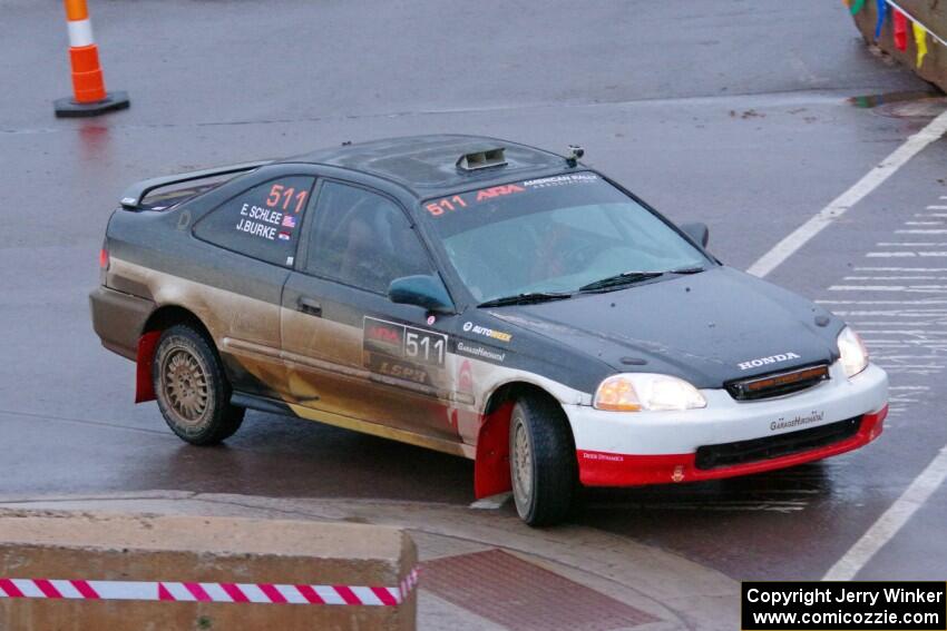 Jake Burke / Eric Schlee Honda Civic on SS15, Lakeshore Drive.