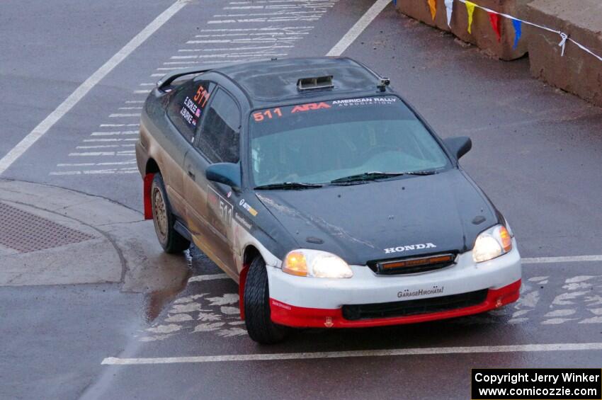 Jake Burke / Eric Schlee Honda Civic on SS15, Lakeshore Drive.