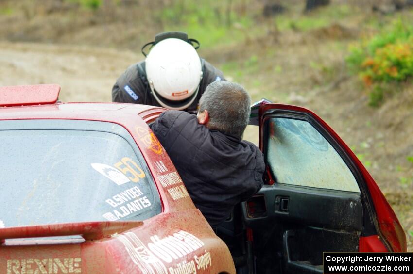 Al Dantes, Jr. / Brandon Snyder Mazda RX-7 LS pulls off-course to repair faulty wipers on SS1, J5 North I.